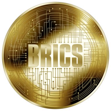 BRICS kripto para birimi fantezi altın jetonu, illüstrasyon