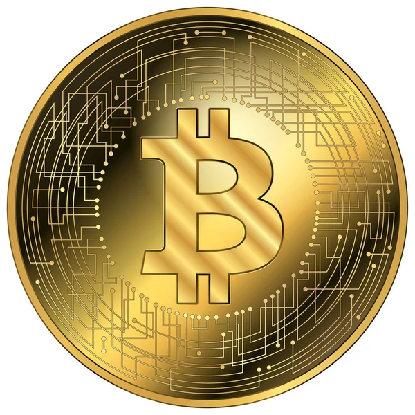 Bitcoin暗号通貨ファンタジーゴールドトークン ベクトルイラスト — ストックベクタ