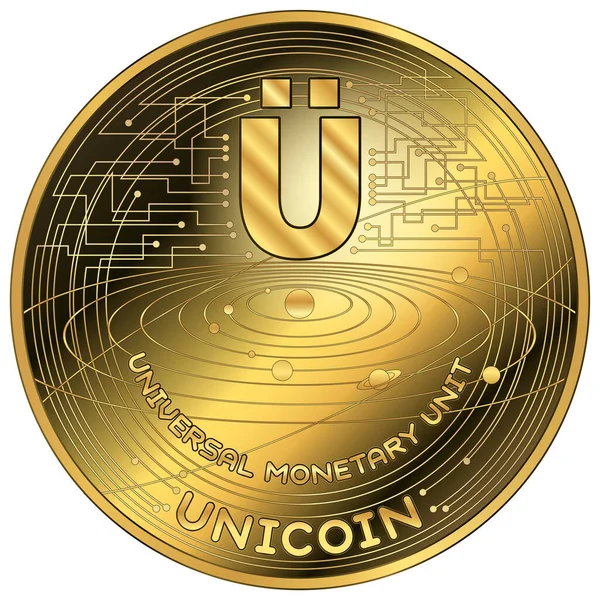 Unicoin Cryptocurrency Fantasy Gold Token Vector Illustration — Stock Vector