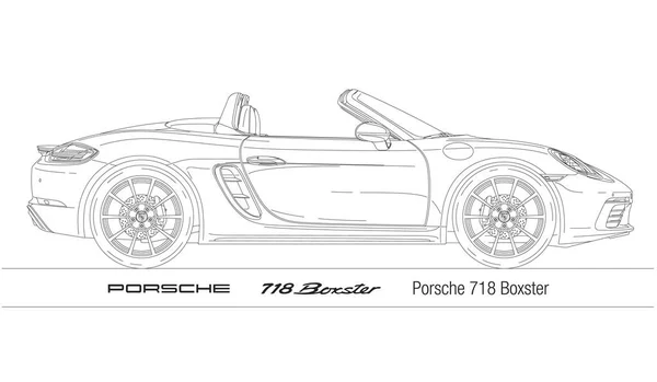 Německo Rok 1996 Porsche 718 Silueta Boxster Ilustrace Bílém Pozadí — Stockový vektor