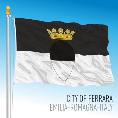 Arma armalı ferrara bayrağı, Emilia Romagna, İtalya, vektör illüstrasyon