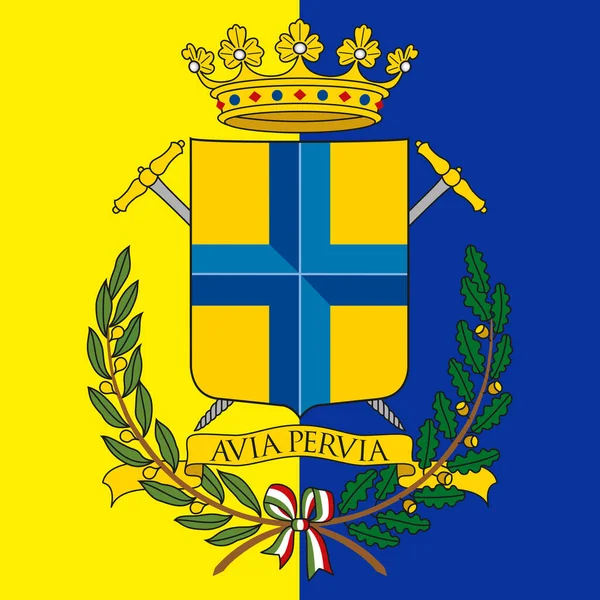 Modena Ciudad Escudo Oficial Armas Bandera Emilia Romaña Italia Vector — Vector de stock