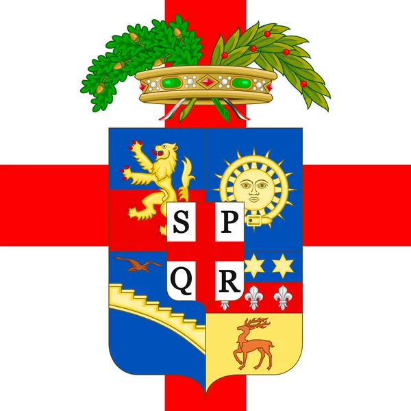 Reggio Emilia Εθνόσημο Της Επαρχίας Επί Της Σημαίας Emilia Romagna — Διανυσματικό Αρχείο