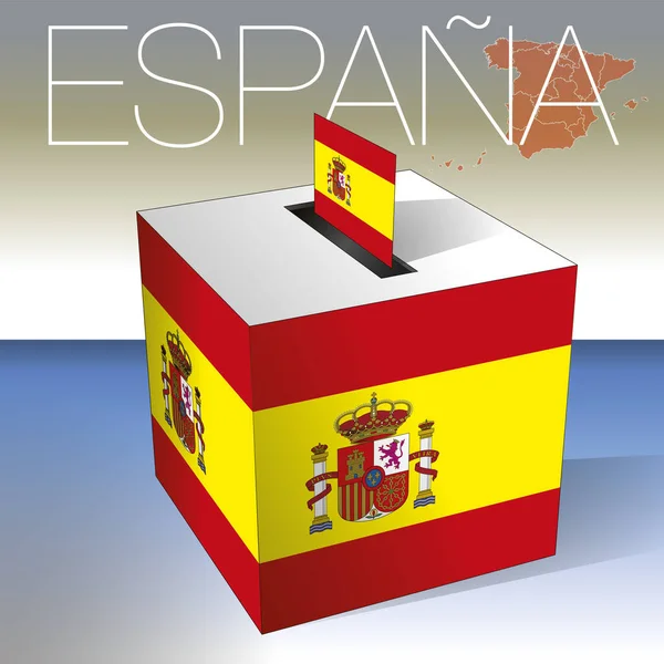 Испания Избирательная Урна Испанским Флагом Выборы Векторная Иллюстрация — стоковый вектор