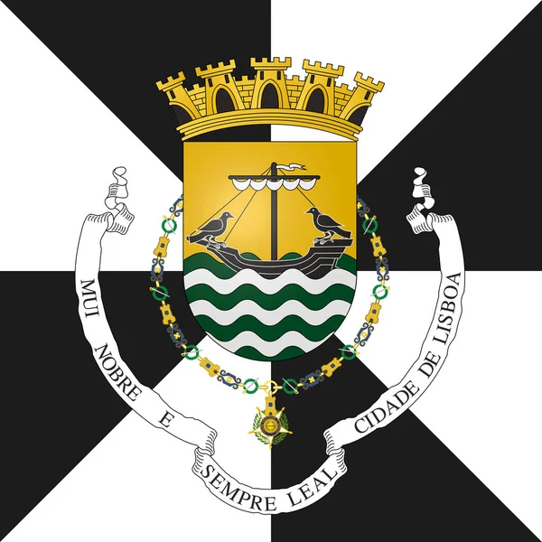 Wappen Der Stadt Lissabon Auf Den Flaggenfarben Portugal Europäische Union — Stockvektor