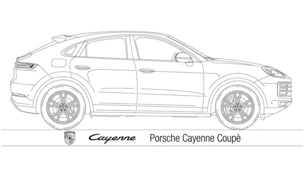 Germania Anno 2010 Porsche Cayenne Coupé Modello Suv Sagoma Delineata — Vettoriale Stock