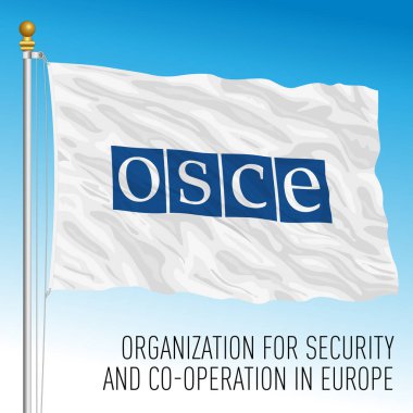 AGİT 'in Avrupa Güvenlik ve İşbirliği Teşkilatı bayrağı, Avrupa örgütü, vektör illüstrasyonu
