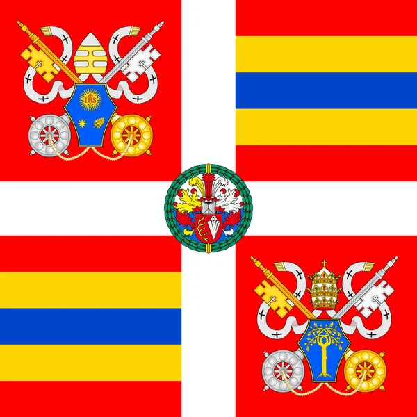 Ватикан Флаг Швейцарской Гвардии Франциска Папы Римского Векторная Иллюстрация — стоковый вектор
