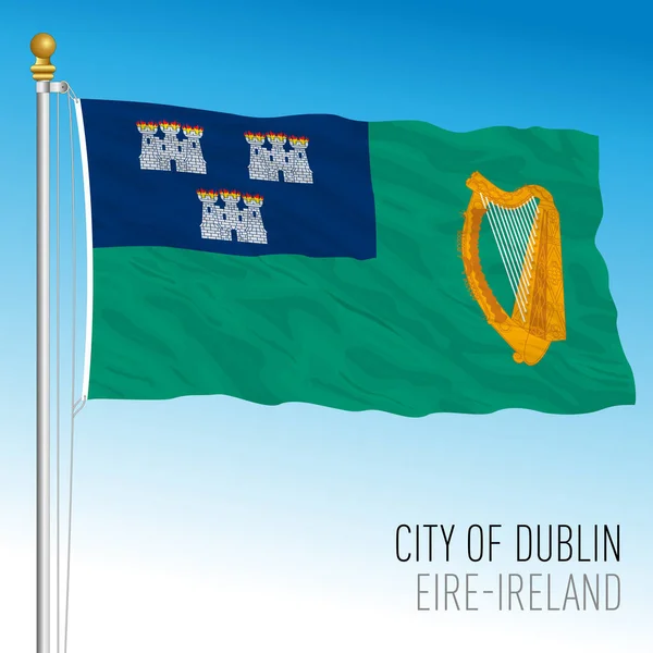 Dublin Irsko Vlajka Města Vektorová Ilustrace — Stockový vektor