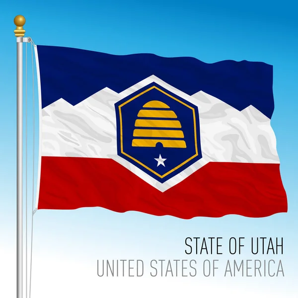 Utah Neue Flagge Des Bundesstaates Jahr 2023 Vereinigte Staaten Vektorillustration — Stockvektor