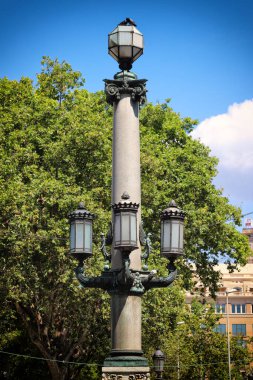 Barselona, İspanya, Rambla caddesindeki halka açık ışıklandırma, turistik yer