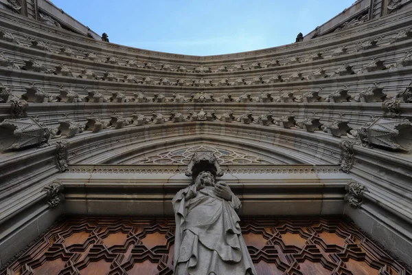 Barcelona Espanha Detalhe Das Portas Catedral Lugar Turístico — Fotografia de Stock