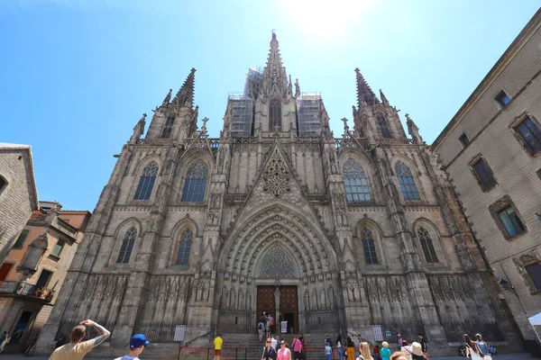 Barcelona España Año 2023 Detalle Fachada Catedral Lugar Turístico —  Fotos de Stock