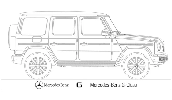 Allemagne Année 2012 Mercedes Class Tout Terrain Silhouette Esquissée Vintage — Image vectorielle