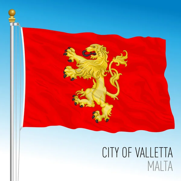 Bandera Ciudad Valeta Malta País Europeo Vector Ilustración — Vector de stock
