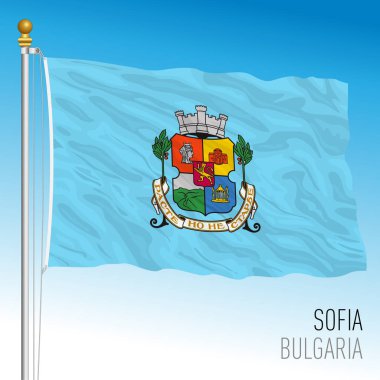 Sofya kenti resmi bayrağı, Bulgaristan, Avrupa ülkesi, vektör illüstrasyonu