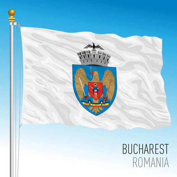 Bukarest Stad Officiella Flagga Rumänien Europeiskt Land Vektor Illustration — Stock vektor