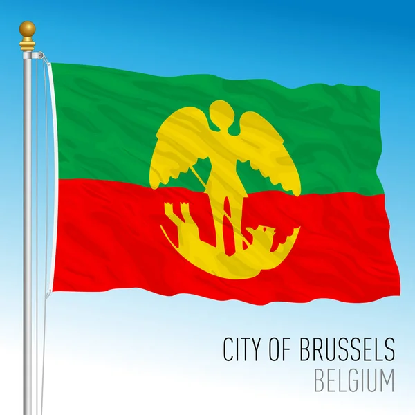 Bryssel Stad Vimpel Flagga Belgien Europa Vektor Illustration — Stock vektor