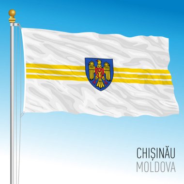Chisinau şehir flaması, Moldova Cumhuriyeti, Avrupa ülkesi, vektör illüstrasyon
