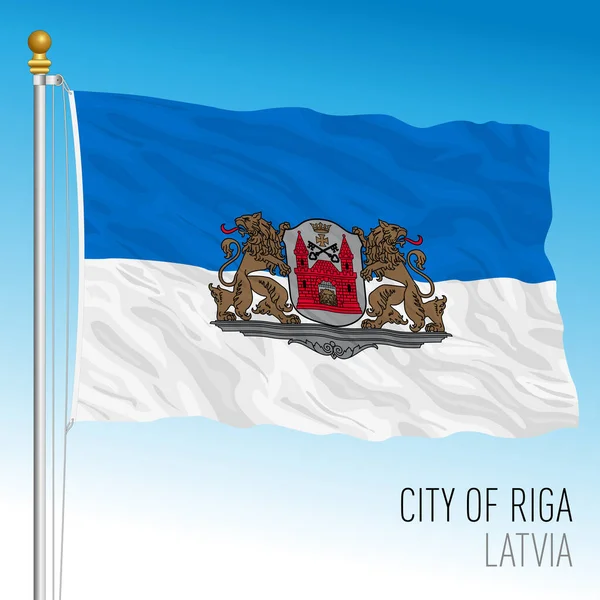 Flaga Miasta Ryga Łotwa Europa Ilustracja Wektora — Wektor stockowy