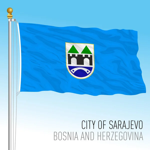Sarajevská Městská Vlajka Bosna Hercegovina Evropa Vektorová Ilustrace — Stockový vektor