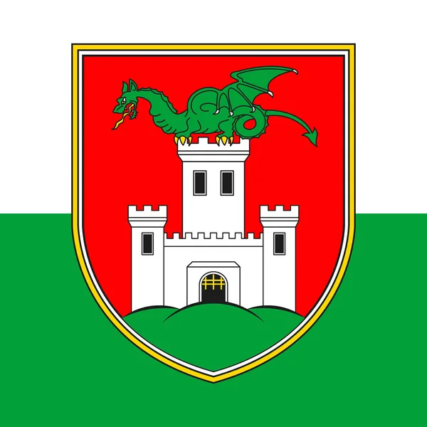 卢布尔雅那市国旗上的纹章 斯洛文尼亚 矢量图解 — 图库矢量图片