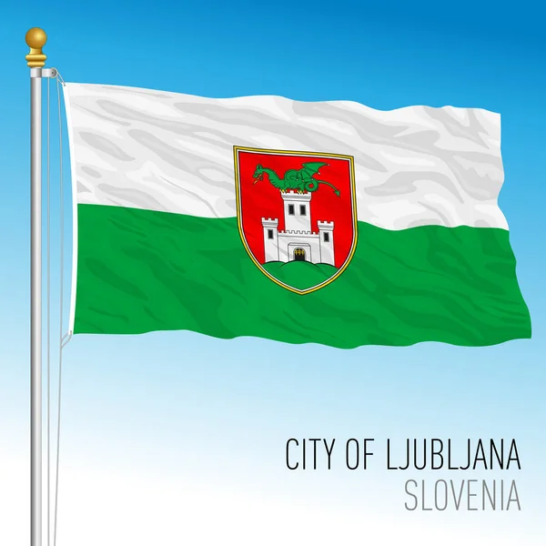 Ljubljana Stad Vimpel Flagga Slovenien Europa Vektor Illustration — Stock vektor