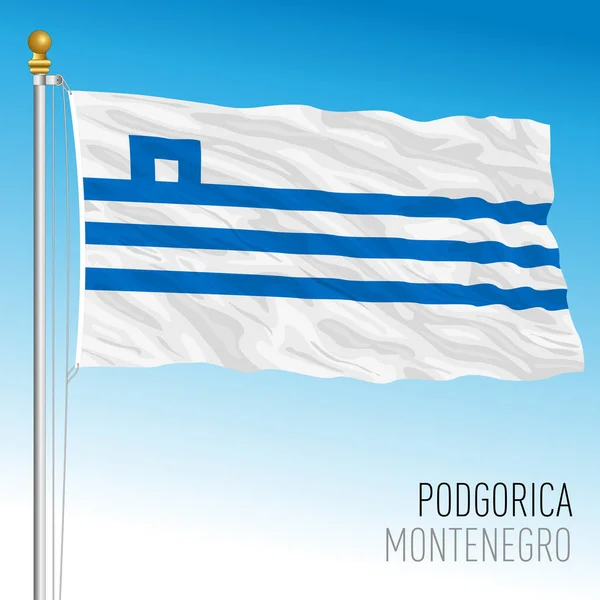 Bandera Del Banderín Ciudad Podgorica Montenegro País Europeo Vector Ilustración — Vector de stock
