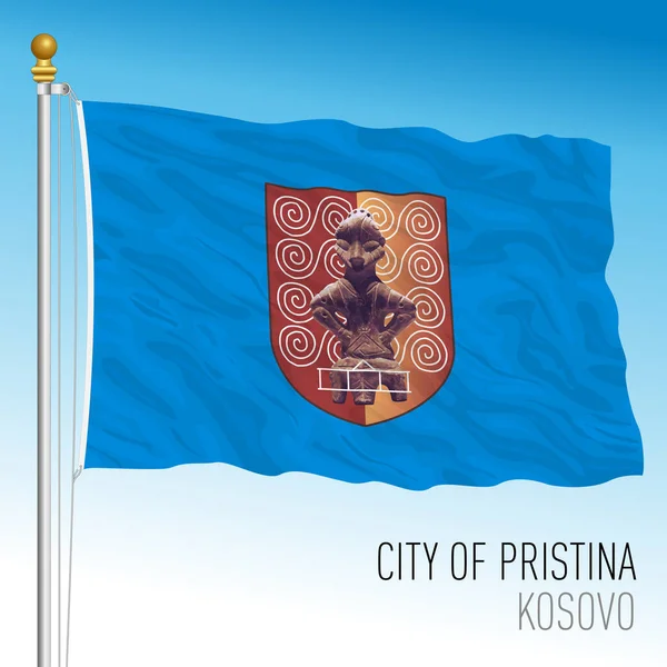 Pristina Stadsvlag Kosovo Europees Land Vectorillustratie — Stockvector