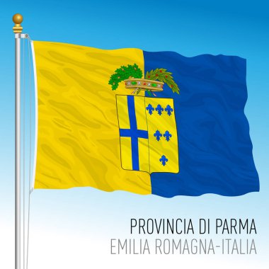 Parma bayrağı dalgalanması, Emilia Romagna, İtalya, vektör illüstrasyonu