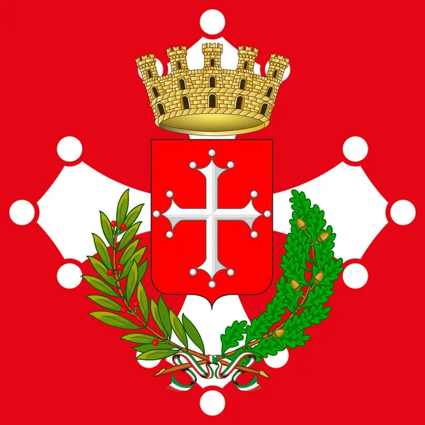 旗上のピサ市の紋章 トスカーナ イタリア ベクターイラスト — ストックベクタ