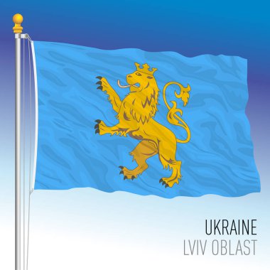 Ukrayna, Lviv Oblastı dalgalanan bayrak, Avrupa, vektör illüstrasyonu