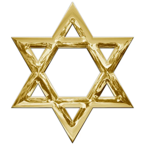 Иудаизм Религия Традиционная Звезда Давида Символ Золотой Металлический Стиль Графической — стоковое фото