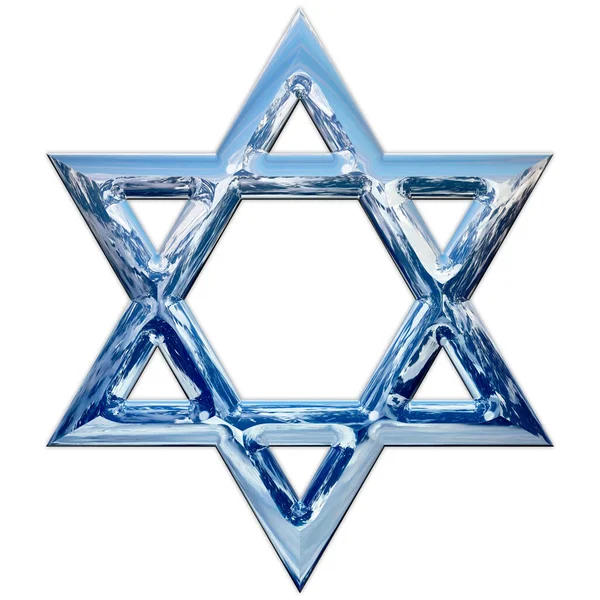 Judaismus Náboženství Tradiční Hvězda Davidova Symbolu Stříbrný Metalický Styl Grafické — Stock fotografie