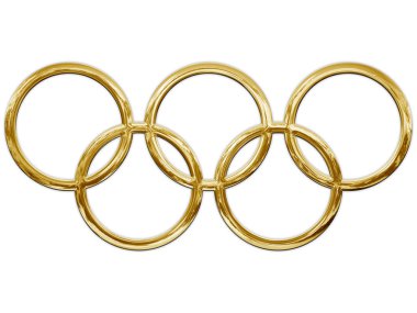 Paris, Fransa, 2024 yılı, Olimpiyat sembolü altın rengi metalik versiyonu, illüstrasyon
