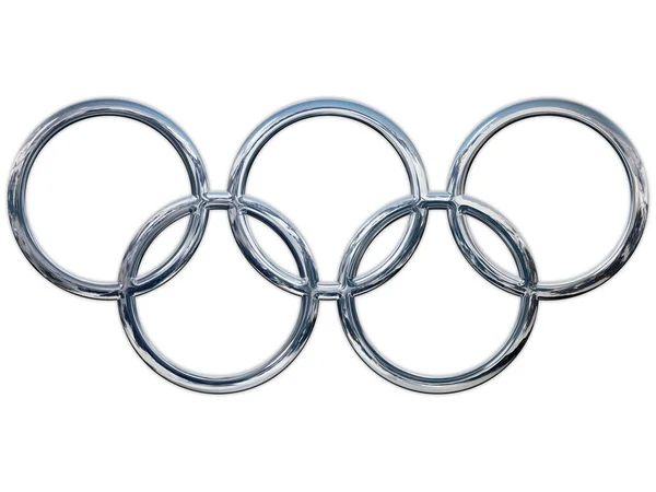 Paris France Year 2024 Olympic Symbol Silver Color Metallic Version — Stock Photo, Image