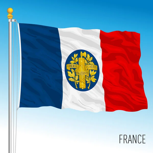 Frankrike Viftar Flagga Med Historiska Franska Symbol Vektor Illustration — Stock vektor
