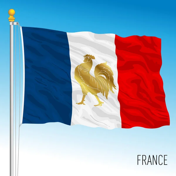 Perancis Melambaikan Bendera Dengan Simbol Perancis Sejarah Gambar Vektor - Stok Vektor