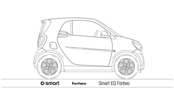 Jerman Tahun 2014 Smart Mini Mobil Versi Fortwo Siluet Ilustrasi - Stok Vektor