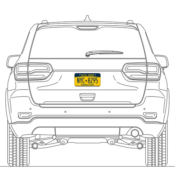 Номер Автомобіля Штату Нью Йорк Позаду Автомобіля Сша Векторні Ілюстрації — стоковий вектор