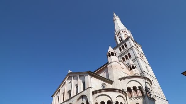 Modena Cathedral Ghirlandina Tower Emilia Romagna Italy Romanesque Architecture Unesco — 图库视频影像