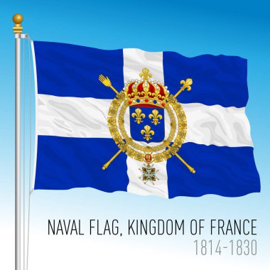 Fransa Krallığının tarihi deniz bayrağı, vektör illüstrasyonu