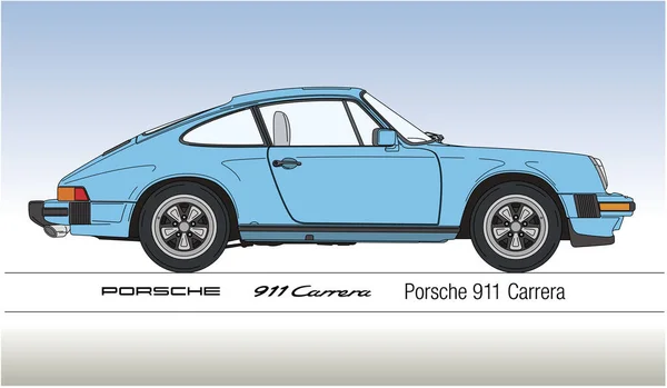 Germany Year 1974 Porsche 911 Carrera Vintage Car Vector Illustration — Vettoriale Stock