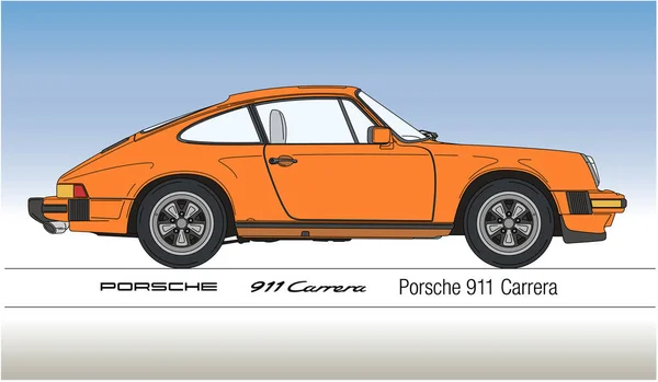 Duitsland Jaar 1974 Porsche 911 Carrera Oldtimer Vectorillustratie Oranje Gekleurd — Stockvector