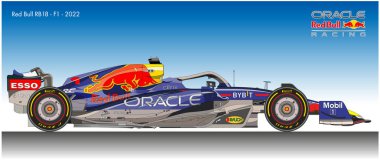 Avusturya, yıl 2022, Red Bull RB18, Oracle Red Bull Racing F1 spor araba, illüstrasyon