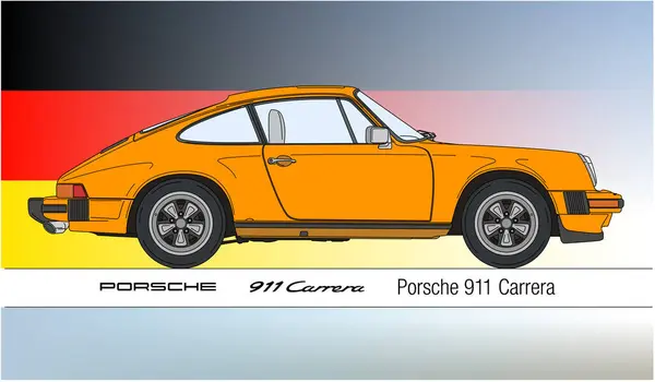 Duitsland 1974 Porsche 911 Carrera Oldtimer Vectorillustratie Oranje Gekleurd Duitse — Stockvector