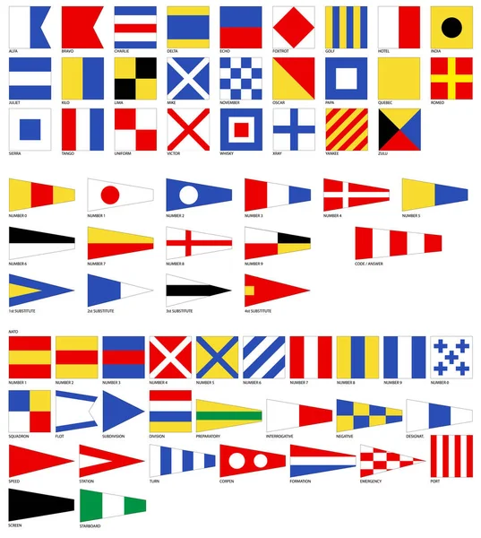 Bendera Sinyal Angkatan Laut Kode Internasional Ilustrasi Vektor - Stok Vektor