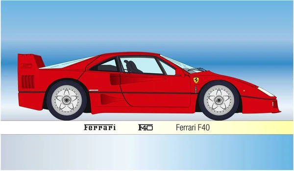 Maranello Italien 1987 Ferrari F40 Vintage Super Bil Italiensk Design — Stock vektor