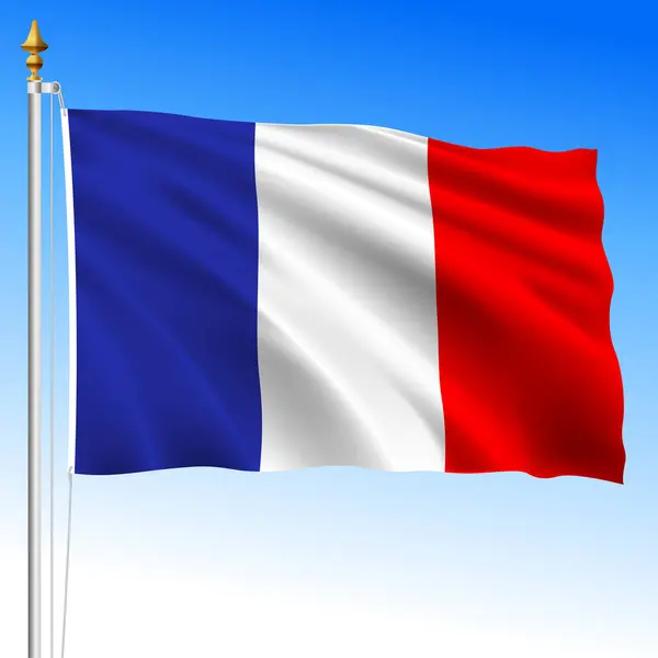 Francia Bandera Oficial Ondeando Sobre Fondo Blanco Unión Europea Ilustración — Vector de stock