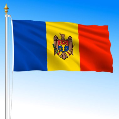 Moldova resmi ulusal dalgalanma bayrağı, Avrupa ülkesi, vektör illüstrasyonu